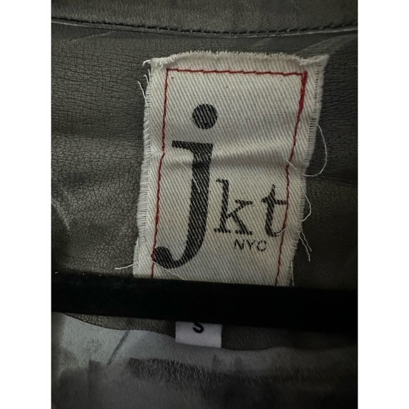 JKT NYC Alexa Patina Leather Jacket Frayed Hem Gray - Small - Picture 3 of 10